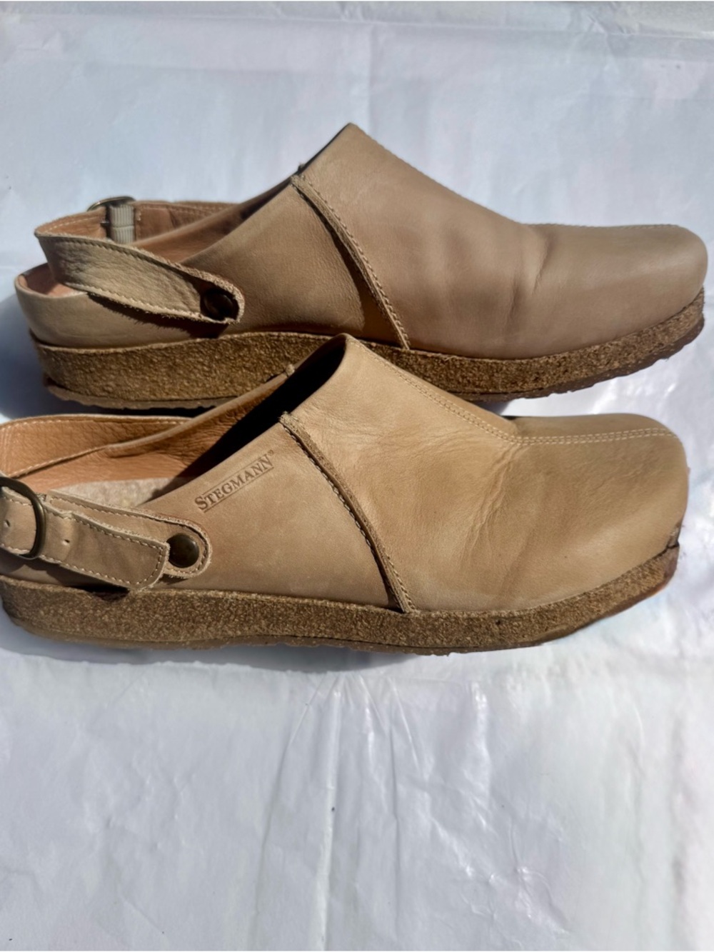 Stegmann Women's Tan Leather Slingback Clog - Casual Slip-On